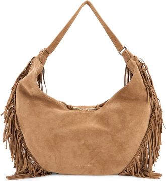 Orciani Shoulder Bags, female, Brown, Size: ONE SIZE Isola Peach Fringe Large Shoulder Bag