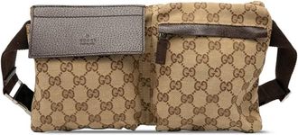 Gucci Marsupio Double Pocket in tela GG con tasche 2000-2015 - Marrone