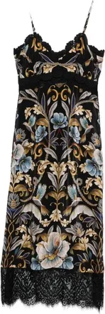 Farm Rio Floral Lace Trim Spaghetti Strap Dress