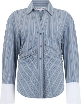Veronica Beard Gestreept Shirt - Dames - Overhemden - Blauw - S - Polyester - Overhemden