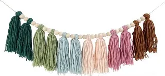 OEM Decoraci&oacute;n De Pared Con Borlas De Cuentas De Madera Estilo Boho Arco&iacute;ris: Guirnalda De Borlas En Tonos Pastel Para La Decoraci&oacute;n De Guarder&iacute;as