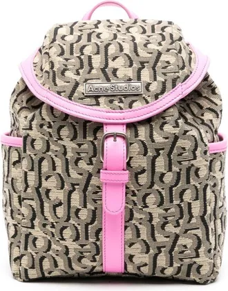 Acne Studios mini monogram backpack - unisex - Nylon/Calf Leather/Polyester/Polyester/Cotton - OS - Neutrals