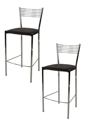 Tommychairs Tommychairs 2 Taburetes Elegance Acero Cromado Asiento Polipiel Moka