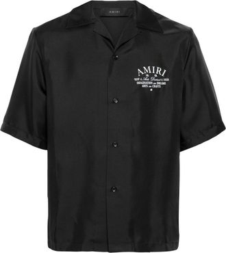 Amiri logo-print silk shirt - men - Silk - XXXL - Black