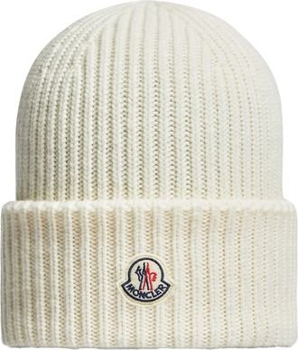 Moncler Moncler Wool & Cashmere Beanie, Men, White, Size: One Size