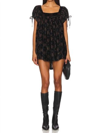 Free People Summer Camp Velvet Tunic Dress In Black Combo