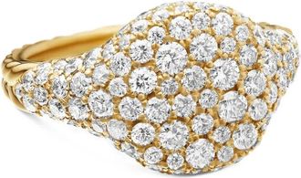 David Yurman Anello Chevron da mignolo in oro giallo 18kt con diamanti (10mm)