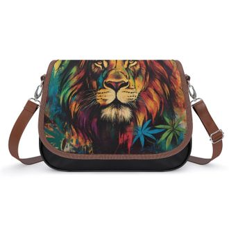 Generic Jamaica Lion Crossbody Bags for Women Fashion Leather Shoulder Handbags With Adjustable Strap