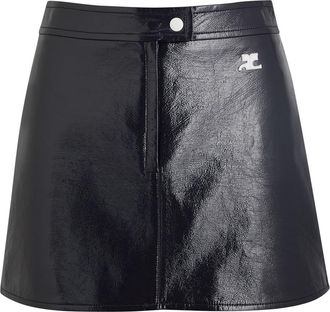 Courrèges Reedition Crinkled Vinyl Mini Skirt - Denim - 34 (UK6 / XS)