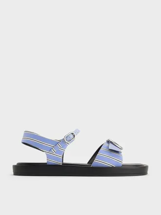 Charles & Keith Striped Buckled Slingback Sandals