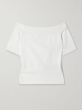 Alexander McQueen Top A Spalle Scoperte In Maglia Stretch - Bianco