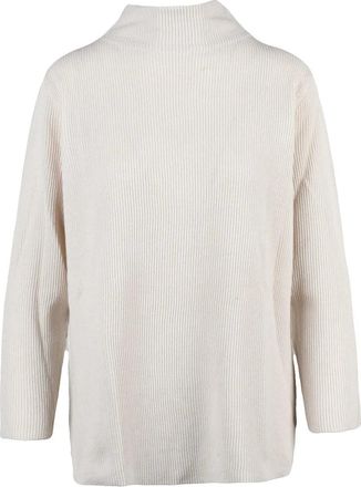 KANGRA Ribbed Crater Neck Knit In Cashmere, Wool, And Silk