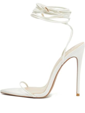 Femme LA wraparound tie leather sandal - White