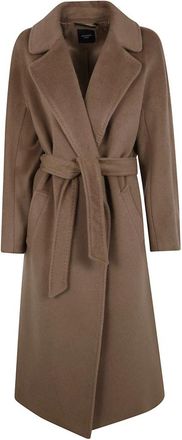Max Mara Dubbelbreasted jas in Tempera-stijl - Dames - Jas met riem - Bruin - S - Jassen