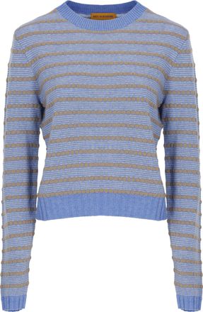 Guest In Residence Light Blue Striped Dot Cashmere Sweater