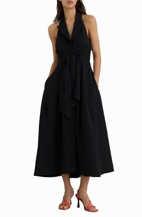 Reiss Tor Tie Waist Maxi Dress in Navy at Nordstrom, Size 10 Us