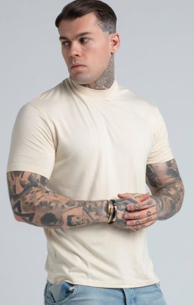 Siksilk Camiseta de cuello alto beige para hombre SikSilk XS