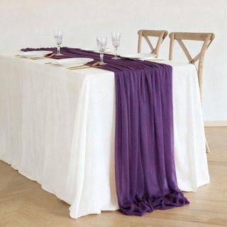 No Brand Dos Caminos De Mesa De Gasa, Decoraci&oacute;n De Mesa De Boda De Estilo Bohemio, 75x300 Cm - Morado Oscuro