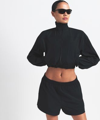 Nike Womens SKIMS Woven Nylon Crop Jacket in Black | TPZUP3561-OBD