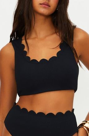 Beach Riot Madison Scallop Bikini Top in Black at Nordstrom, Size X-Large