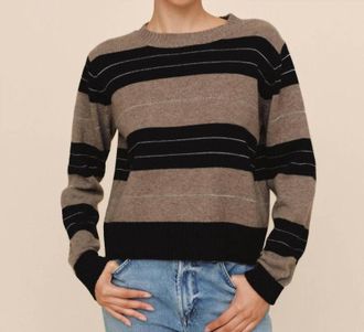 Bella Dahl Fitted Crew Sweater In Frappe Stripe