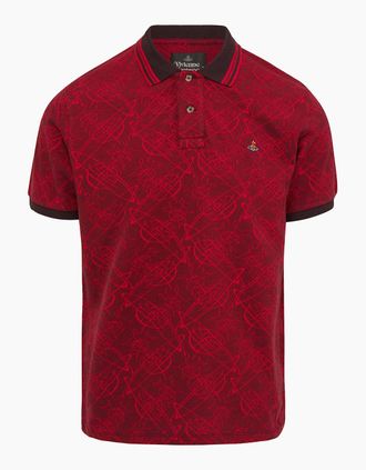 Vivienne Westwood Mens ALL OVER ORB POLO SHIRT - Red - Size: 38