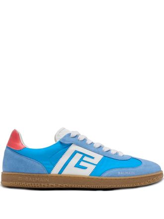 Balmain Swan leather suede sneakers - men - CALFSKIN/Fabric/Fabric - 45 - Blue