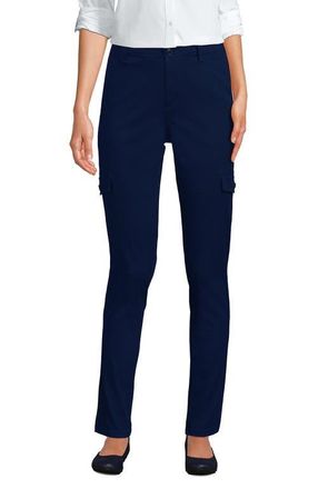 Lands End Mid Rise Slim Cargo Chino Pants in Deep Sea Navy at Nordstrom, Size 12Short