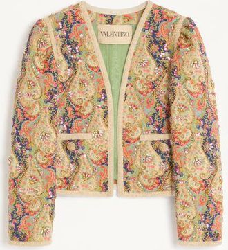 Valentino Piquet Jacket With Voyage Imaginaire Paisley Print Wo