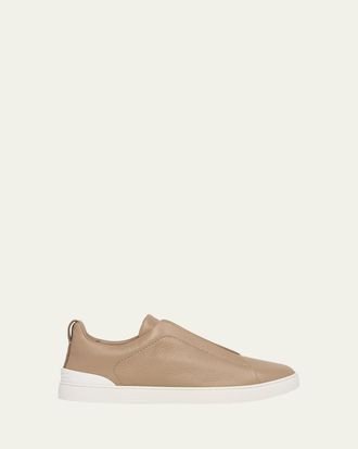 Ermenegildo Zegna Mens Deerskin Triple Stitch Sneakers