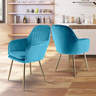 RayGar Raygar - Genesis muse Chair in Velvet Fabric x 2 - Teal