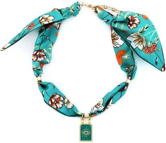 Panacea Teal Fabric Scarf Necklace in Green at Nordstrom
