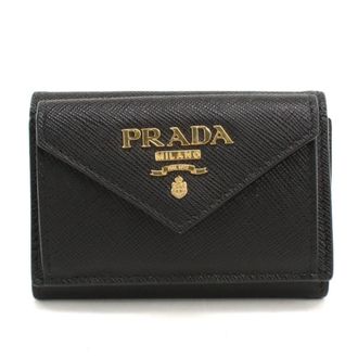 Prada Black Leather Wallet (Tri-Fold) (Pre-Owned)
