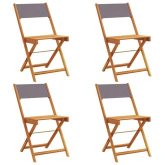 vidaXL Vidaxl - Sillas De Jard&iacute;n Plegables 4 Uds Madera Maciza Y Tela Antracita