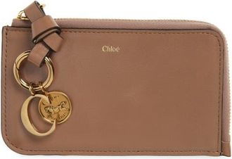 Chloé Small Alphabet Zip Leather Card Holder in Woodrose at Nordstrom