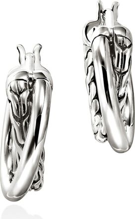 John Hardy JH Essentials Crossover Hoop Earrings, 15mm in Silver at Nordstrom