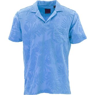 Lords of Harlech Johnny Terry Towel Polo in Farm Floral Terry Blue at Nordstrom, Size X-Large