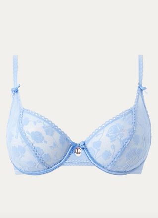 Lounge Flocked Floral Balcony BH - Blauw - 65 / DD