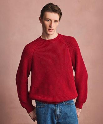 Naadam Cotton Fisherman Raglan Crewneck Sweater in Garnet Red at Nordstrom, Size Xx-Large