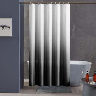 OEM Cortina De Ducha Antimoho, Negra, Degradado De Color, Lavable A M&aacute;quina, Tama&ntilde;o Peque&ntilde;o, Poli&eacute;ster Impermeable, Con 12 Anillas, 180 X 180 Cm - Crezuo