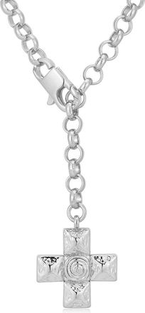 Luv AJ Molten Cross Pendant Necklace- Silver