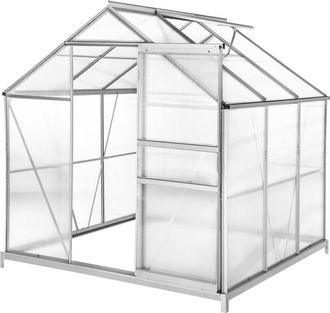 TecTake Aluminium Greenhouse With Foundation, Uv-Resistant in Clear | Size: Large