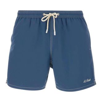 MC2 Saint Barth Beachwear, male, Blue, Size: S Patmos Swim Short With Back Flap Pocket