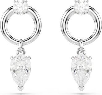 Swarovski Accessoires, Dames, Grijs, ONE Size, Kristallen Oorbellen, Elegant en Verfijnd