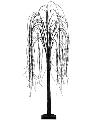 Nearly Natural 5Ft Pre-Lit Halloween Black Willow Artificial Fall Tree With 144 Orange & Purple Led Lights