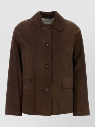 Max Mara suede leather fitted jacket