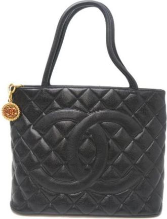 Chanel Pre-owned Leren Tote Bag - Dames - Vintage Shopper - Zwart - ONE Size - Leer - Vintage