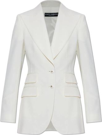 Dolce & Gabbana Turlington Single-Breasted Blazer - Dames - Blazers - Wit - M - Wol - Jassen