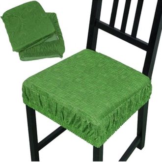 Trade Shop Trade Shop - Establecer 6 Cubiertas De Asiento Con Banda El&aacute;stica Para Sillas Acolchadas Extra&iacute;bles - Verde