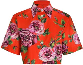 Dolce & Gabbana floral-print shirt - women - Cotton - 40 - Red